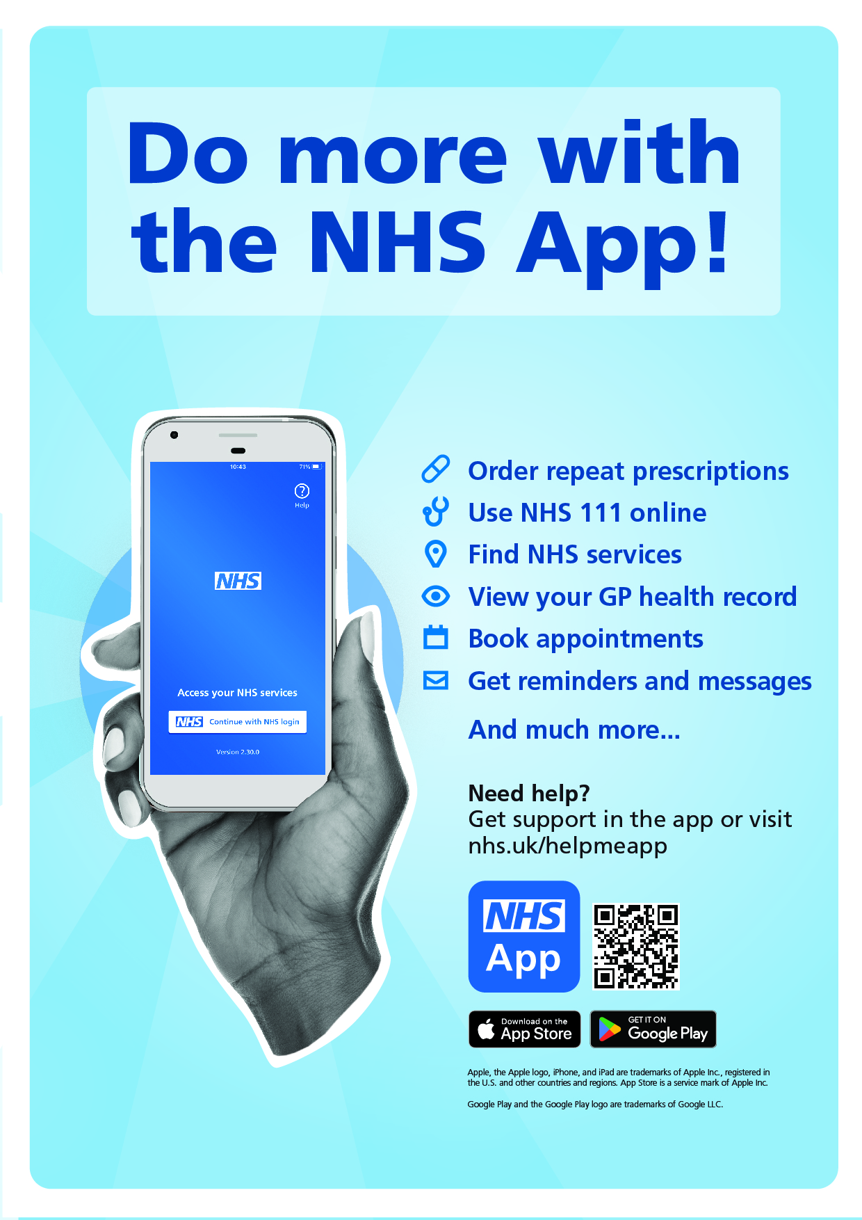 Do more with the NHS app.  Full text from image below.